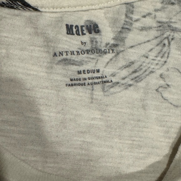 Anthropologie Maeve Caitlin Floral Black And White Long Sleeve Crewneck Top Med - Picture 3 of 4